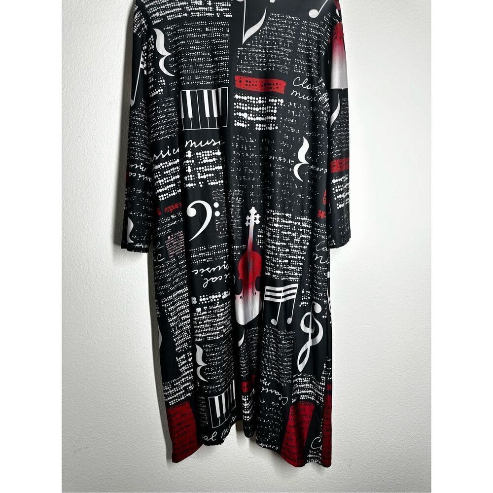 Lili by Firmiana Music Lovers Tunic Dress Sz 1X A-Line 3/4 Sleeve Black White - Picture 3 of 13